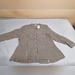 A J.Jill long sleeve casual button-down black cream buffalo check top in an XLP.